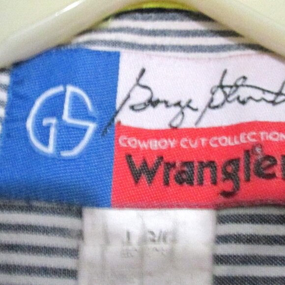 George Strait Wrangler Brown and Blue Plaid Long Sleeve Large Shirt - Picture 2 of 4